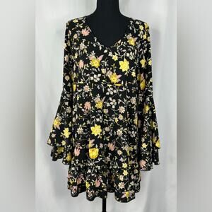 Bucket List Women’s Dress Size M Floral Flowy Bloomcore Boho Artsy Hippie Flirty